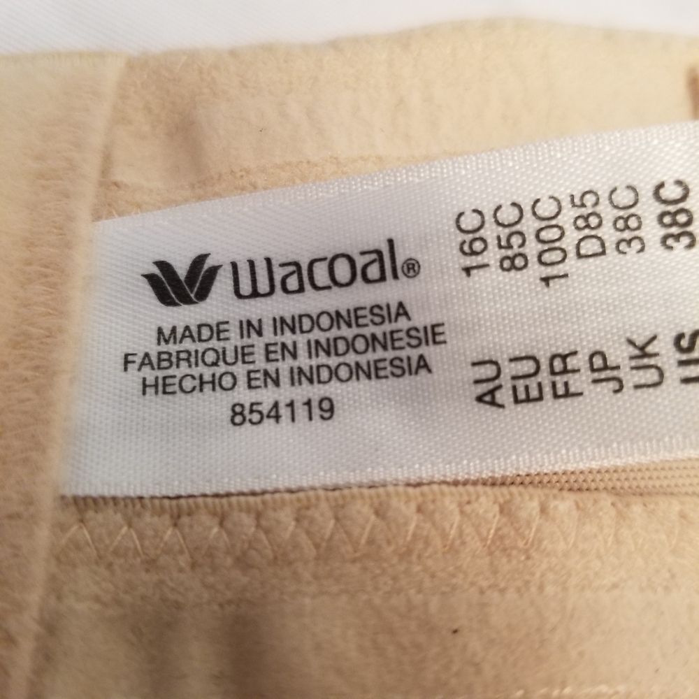 Wacoal Strapless Bra 38C Tan Satin Padded Underwire 854119 - Picture 6 of 8